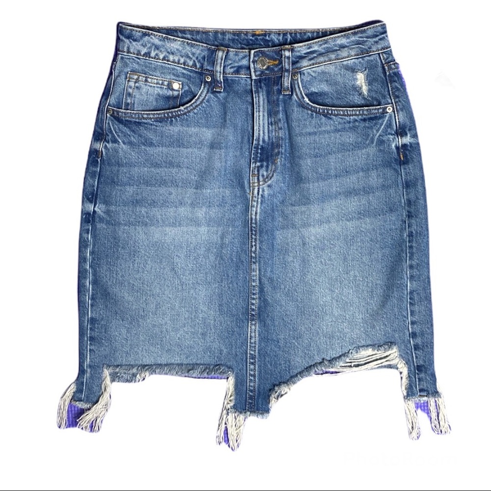 H&M Conscious Distressed Denim Mini Skirt